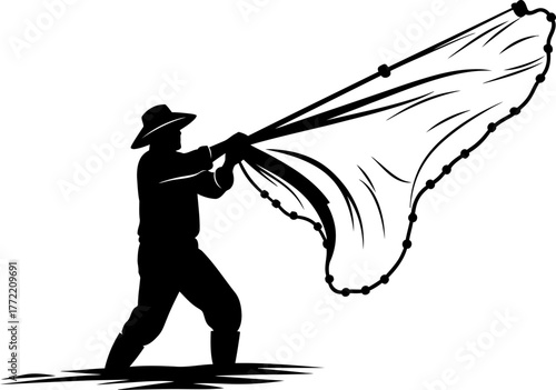 skilled hand casts wide net, gathering abundance from the depths