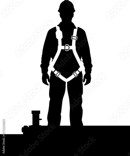 safetys embodiment equipped silhouette stands prepared for challenging aerial work