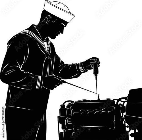 maritime professional precisely tunes the power, guaranteeing ocean voyage reliability