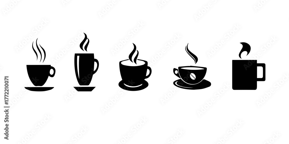 Obraz premium silhouette of a coffee mugs with arms outstretched isolated on white background silhouette