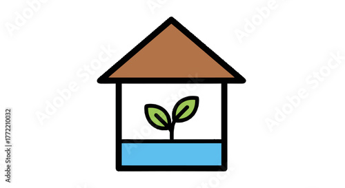 Greenhouse icon symbolizing sustainable agriculture and organic growth for eco-friendly farming initiatives
