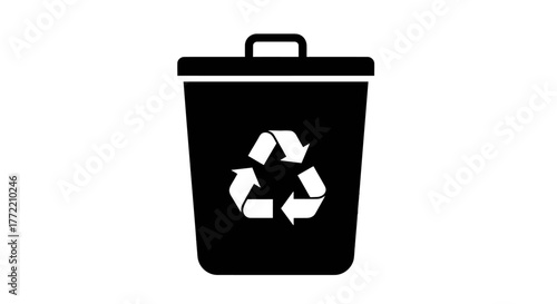 Recycle Bin Icon Environmentally-Friendly Waste Disposal and Recycling Symbol
