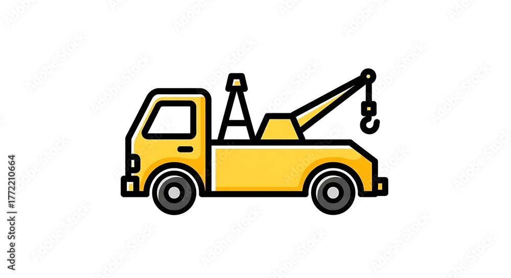 Naklejka premium Yellow Tow Truck Illustration - Roadside Assistance and Vehicle Recovery.