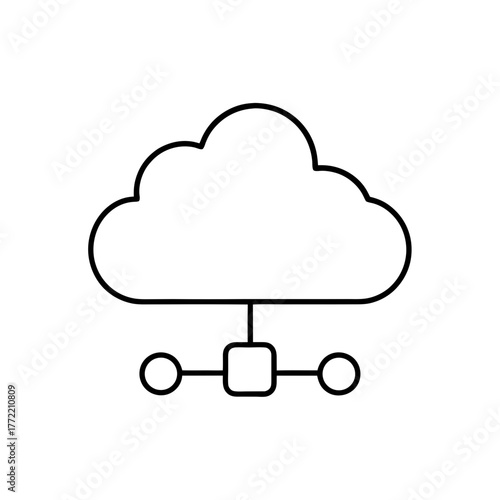 Cloud network connection icon on transparent background