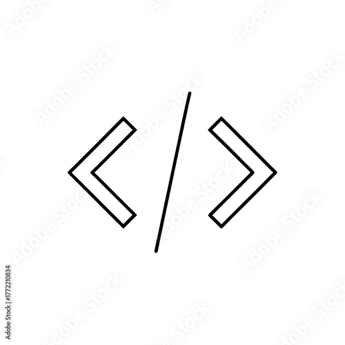 Code brackets with slash icon on transparent background