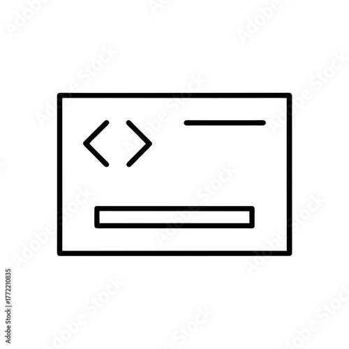 Code window with line elements on transparent background