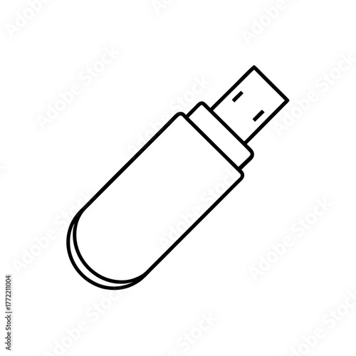 Outline drawing of usb stick on transparent background