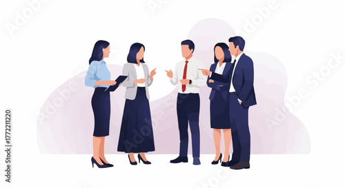 A diverse team of business professionals engaged in a collaborative discussion.