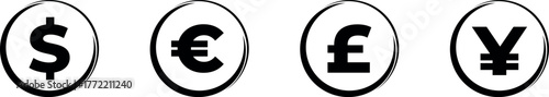 set of the most popular currency icon