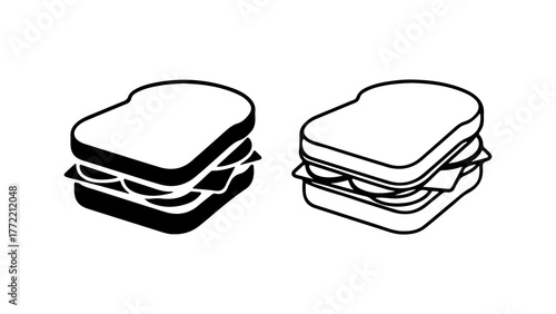 Sandwich outline set with transparent background
