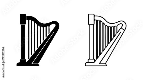 Harp instrument with transparent background