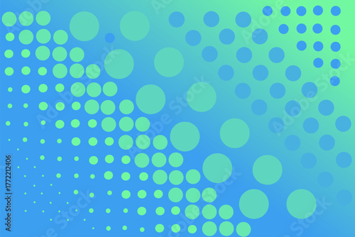 Modern halftone background in blue and green gradient, ideal for digital design, pop art, and creative marketing visuals