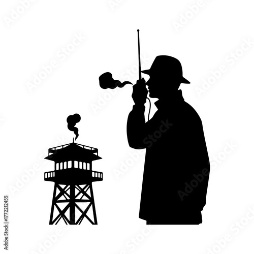 Guard tower and communicator with transparent background