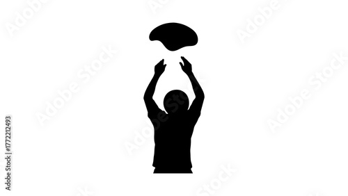 Person tossing pizza dough with transparent background