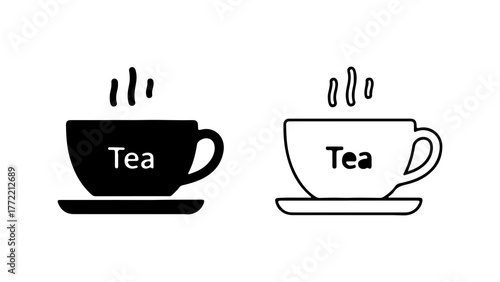 Hot tea cups with steam with transparent background