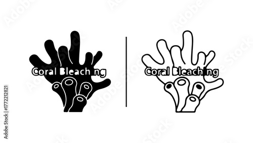 Coral bleaching concept with transparent background