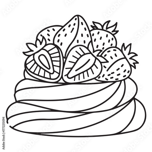 Cake with chocolate  icon line art