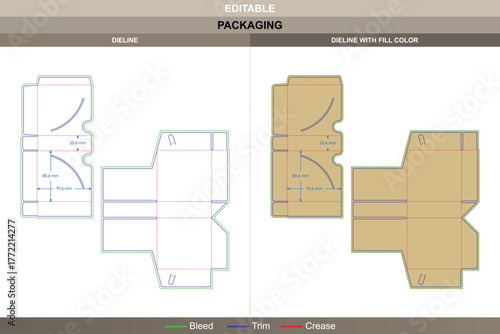 Custom pull out box paper dieline created by detailed vector design supporting reliable printing process and efficient packaging assembly structured die line layout aids smooth sliding