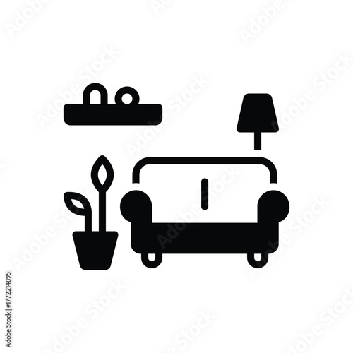 Black solid icon for living room