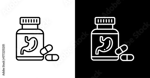 Digestive Supplements White Icon Set Design