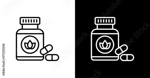 Herbal Supplement White Icon Set Design