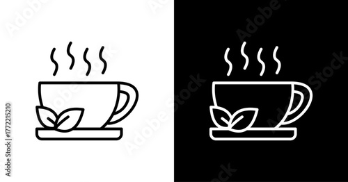 Herbal Tea White Icon Set Design
