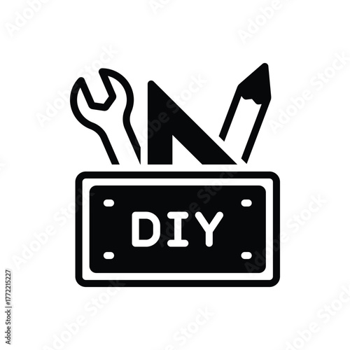 Black solid icon for diy projects
