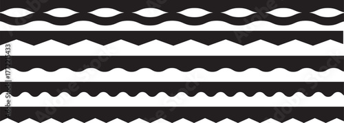 Scalloped edge borders. scallop border and dividers set vintage frill ornament Set of decorative floral seamless ornamental border. Vector modular