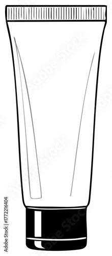 Cosmetic cream tube packaging mockup in black and white