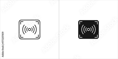 Wireless signal icon with square frame for various applications