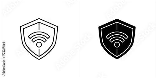 Wifi security icon in outline and glyph style for web design and mobile app