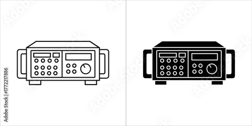 Oscilloscope vector icon in outline and filled style