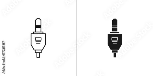 Audio jack vector icon in outline and filled style