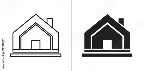 Illustration of a simple house, representing home and real estate