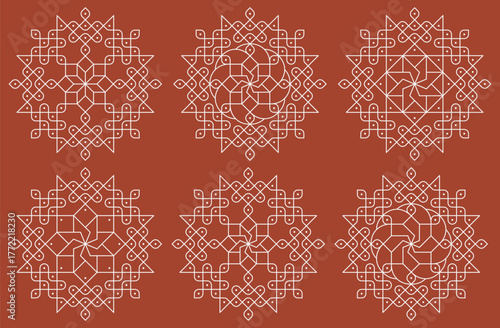 modern pulli kolam line art home decor patterns 