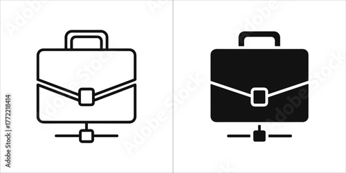 Briefcase line icon, business bag vector illustration design