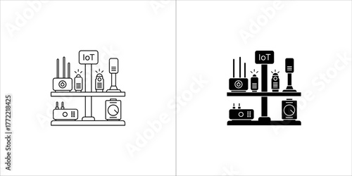 Internet of things devices on shelf, smart home automation
