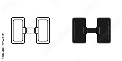Dumbbell line icon, gym equipment vector illustration design