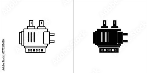 Black and white illustration of a motor