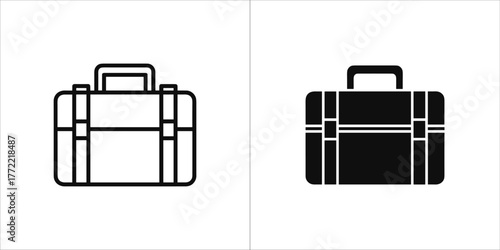 Illustration of a briefcase in black and white