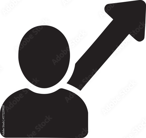 Career growth and promotion arrow icon representing success, achievement, and professional progress.