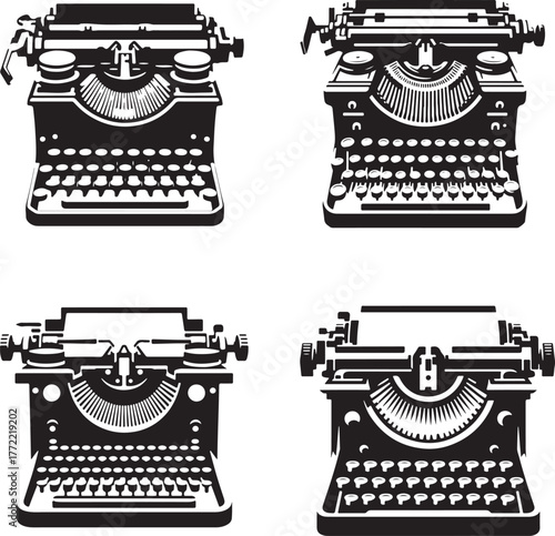 Timeless vintage typewriter collection for writers and designers, ideal for capturing the nostalgia of classic literature and retro office aesthetics