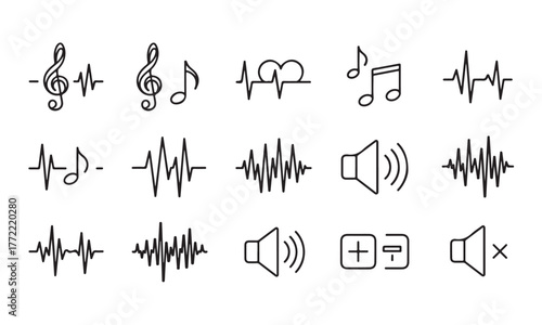 Sound wave and music notes collection
