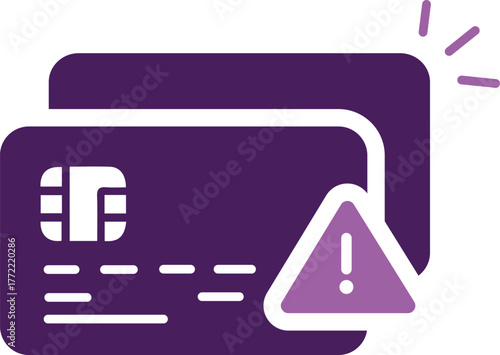 Declined Transaction Warning icon showing a failed payment, card error, and financial alert. Perfect for banking and online payment apps.