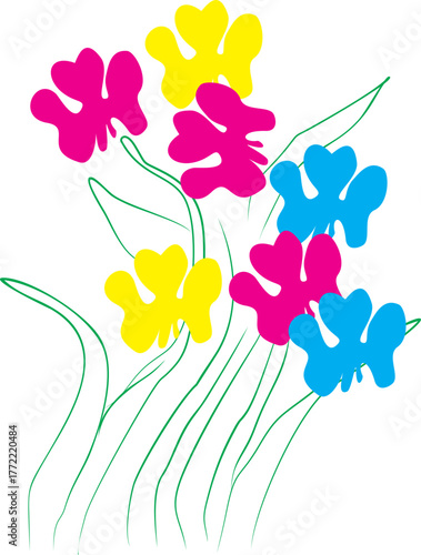 Colorful Abstract Flower Illustration on White Background