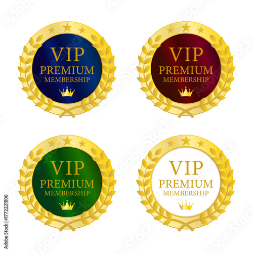 高級感あふれるゴールド縁取りのVIPメンバーエンブレムデザインセット