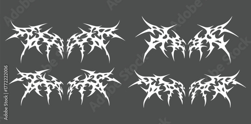 y2k neo tribal sigilism tatto pack. Flame shape in liquid mercury. abstract neo tribal cyber sigil gothic melted modern burn form, design element. 2d vector illustration