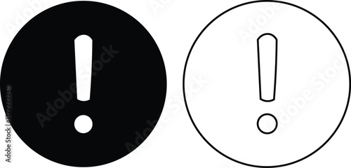 Black and white exclamation mark icons in circles symbol