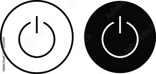 Power symbol icon outline and filled circle on off switch