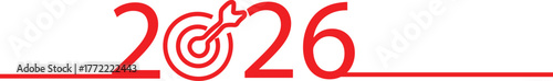 Red 2026 numbers with abstract swirl and line vector